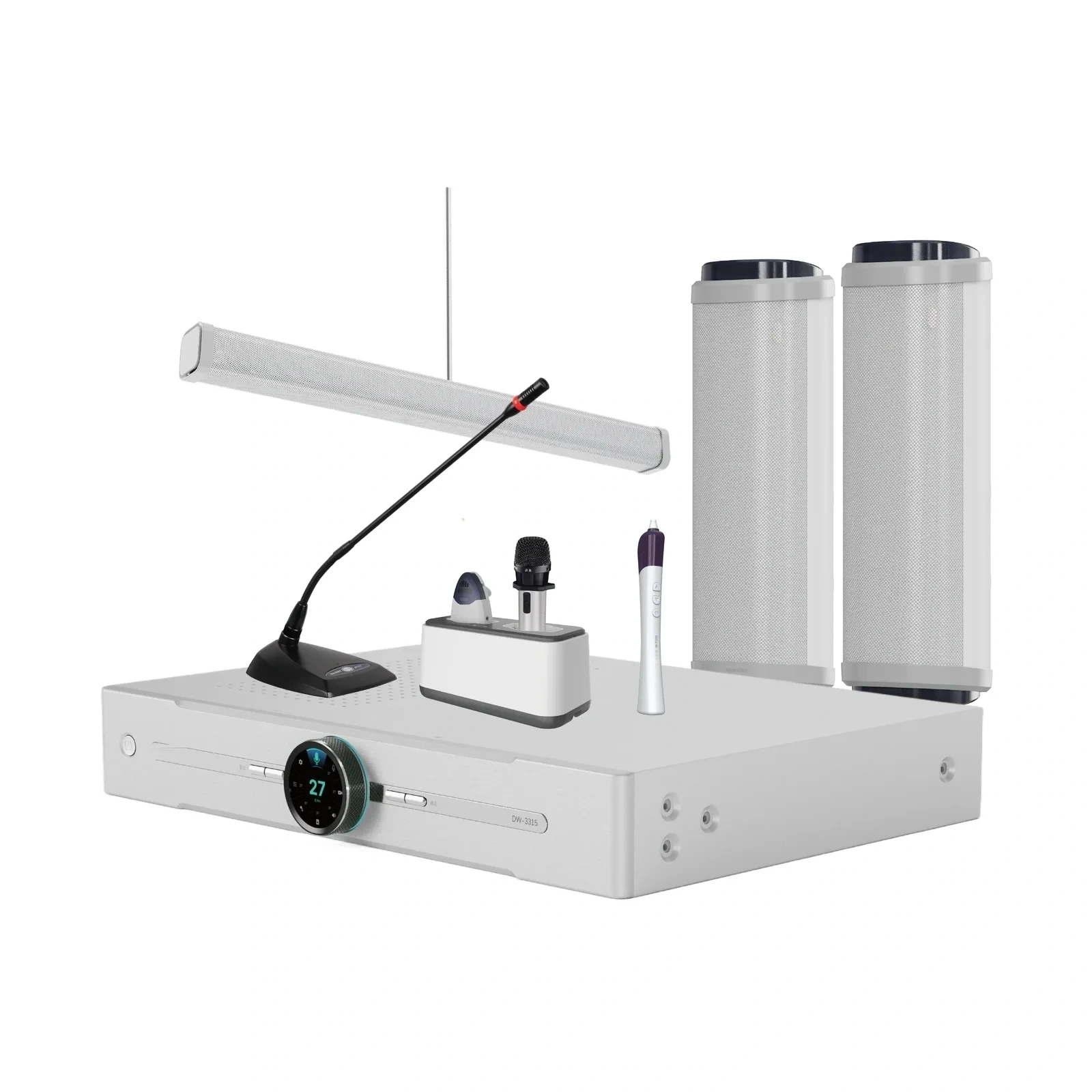 DW-3315 intelligent infrared classroom sound reinforcement system with speakers, charging dock and desktop microphone. thumbnail 1