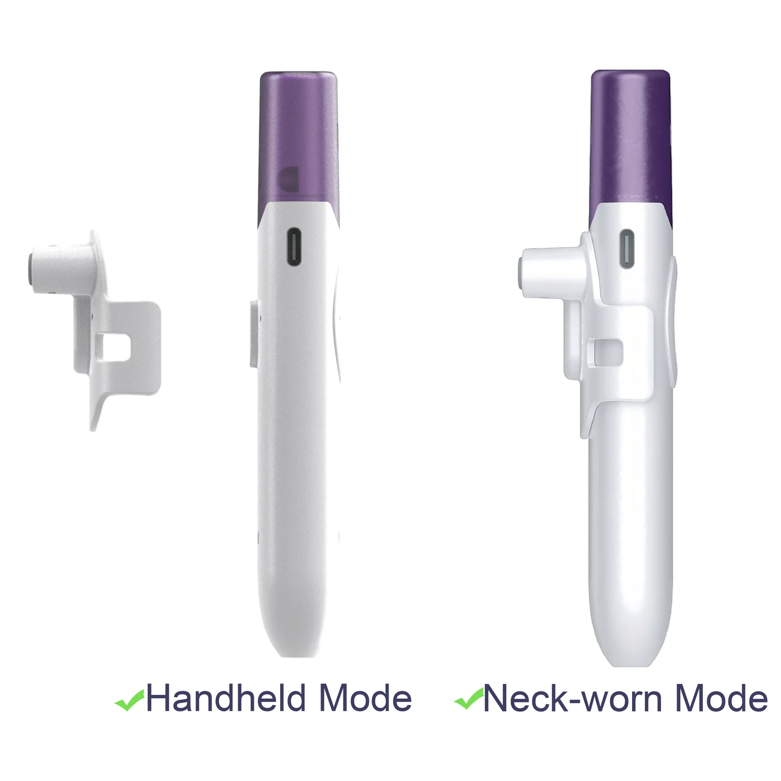 IR-630H infrared microphone shown in handheld and neck-worn pendant modes with USB-C charging. thumbnail 2